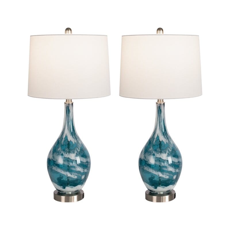 Lampade da tavolo USB in vetro (set da 2) Lampada da comodino moderna