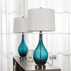 Lampade da tavolo USB in vetro (set da 2) Lampada da comodino moderna
