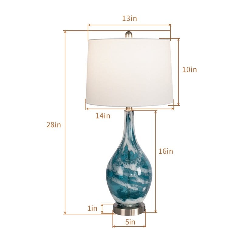 Lampade da tavolo USB in vetro (set da 2) Lampada da comodino moderna