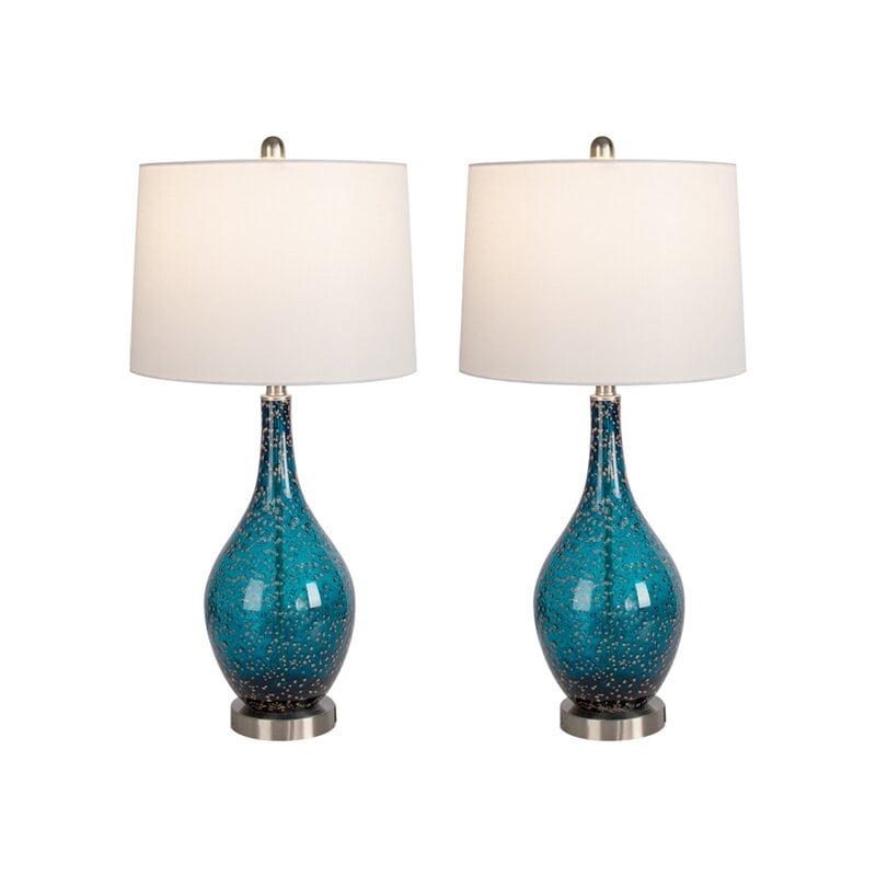 Lampade da tavolo USB in vetro (set da 2) Lampada da comodino moderna