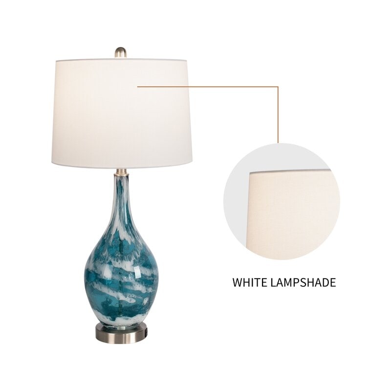 Lampade da tavolo USB in vetro (set da 2) Lampada da comodino moderna