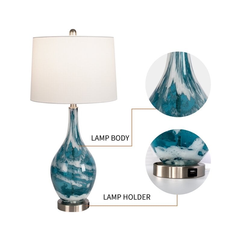 Lampade da tavolo USB in vetro (set da 2) Lampada da comodino moderna