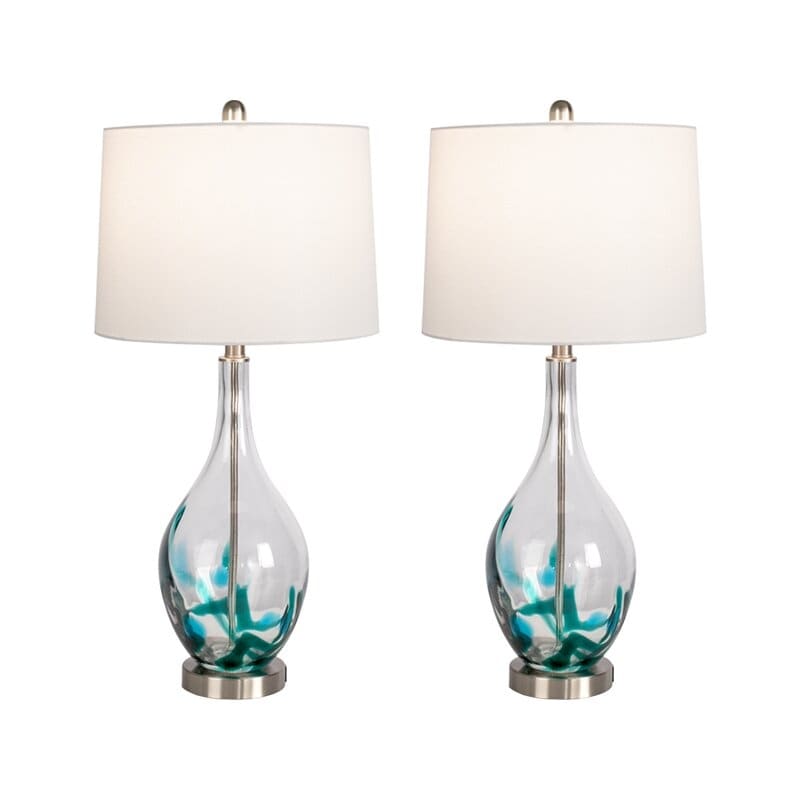 Lampade da tavolo USB in vetro (set da 2) Lampada da comodino moderna