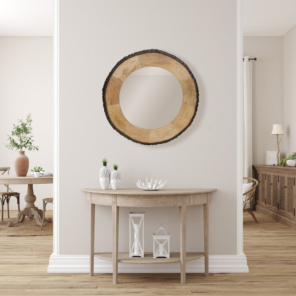 Specchio da parete rotondo in legno con bordo vivo Meredith di River of Goods - 30,5 x 1 x 30,5