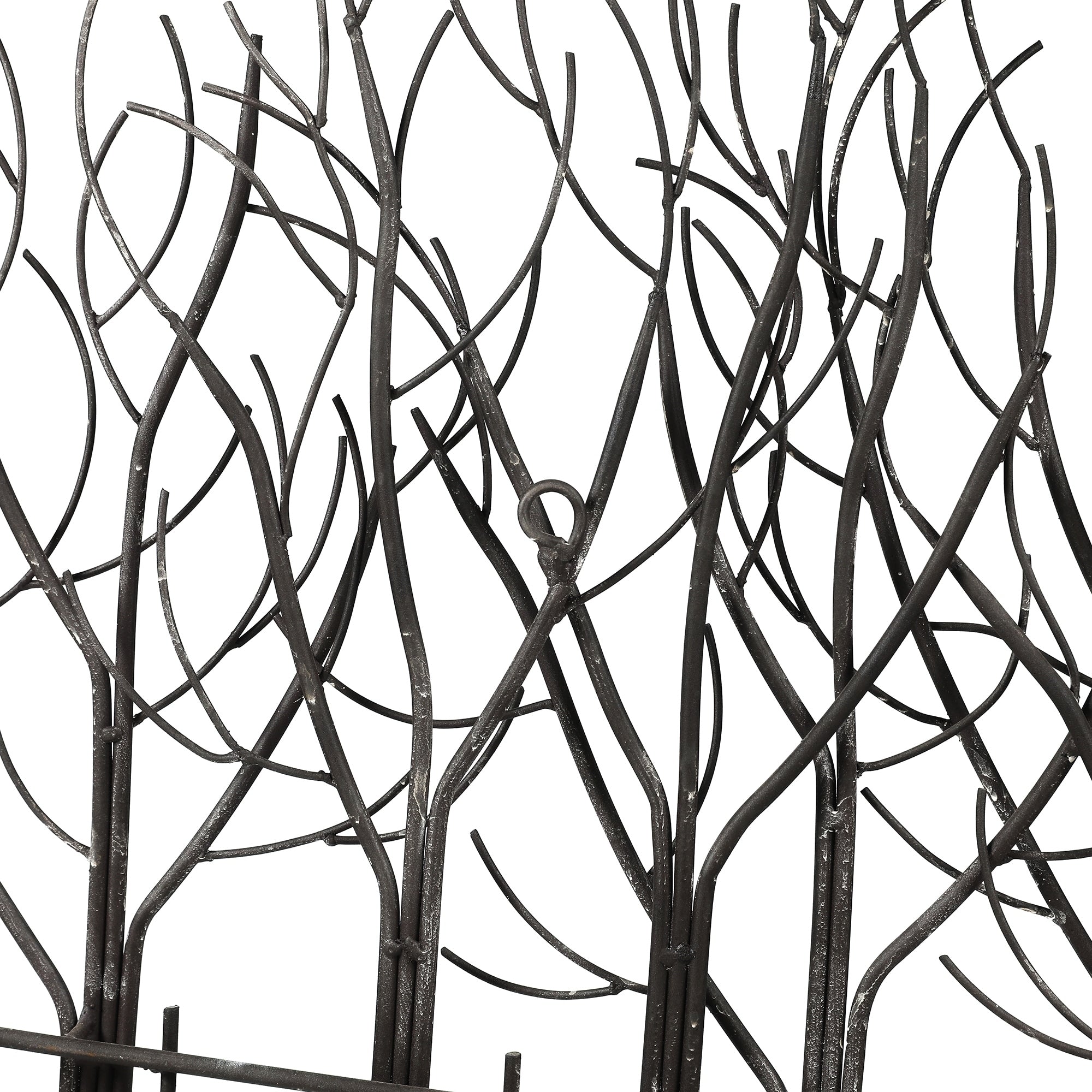 Decorazione da parete in metallo nero con campo di alberi