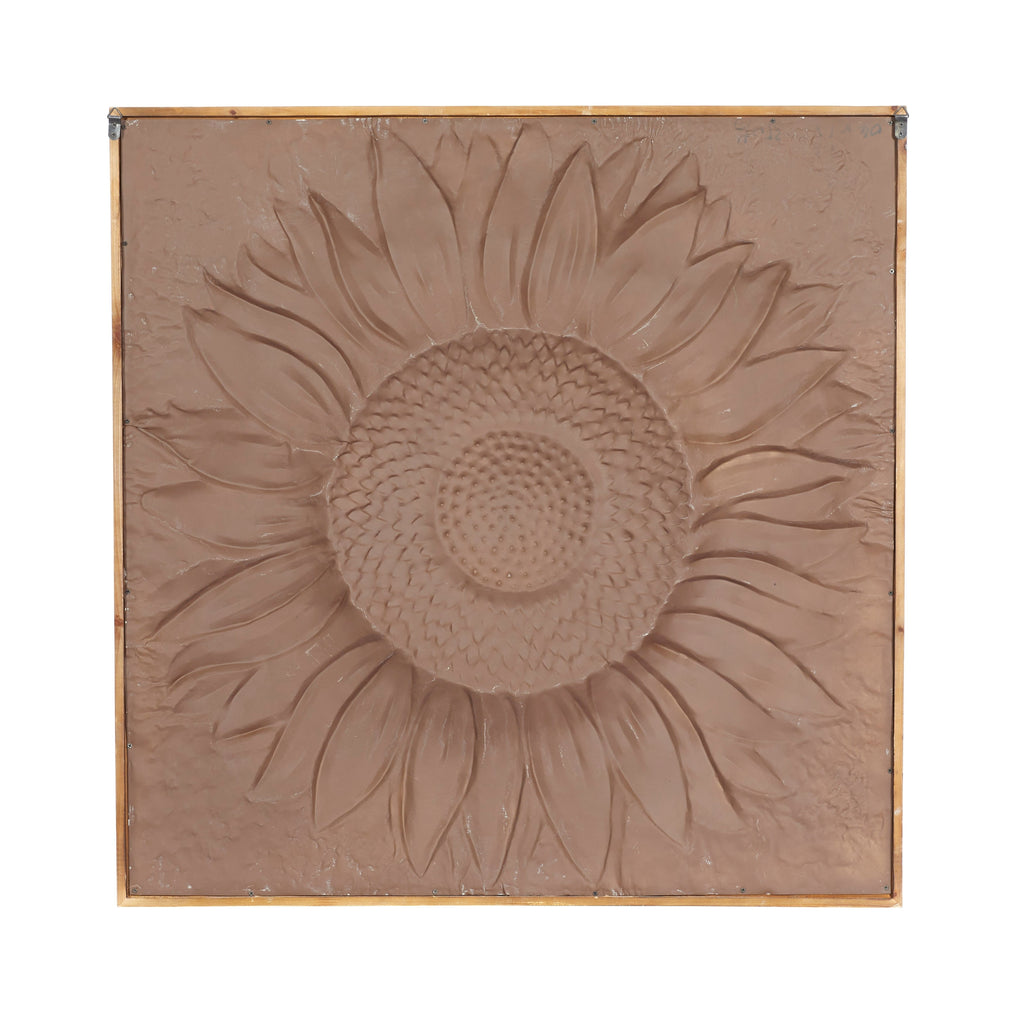 Decorazione da parete in metallo con motivo floreale a girasole e dettagli in rilievo - Grigio - Roche River Decor