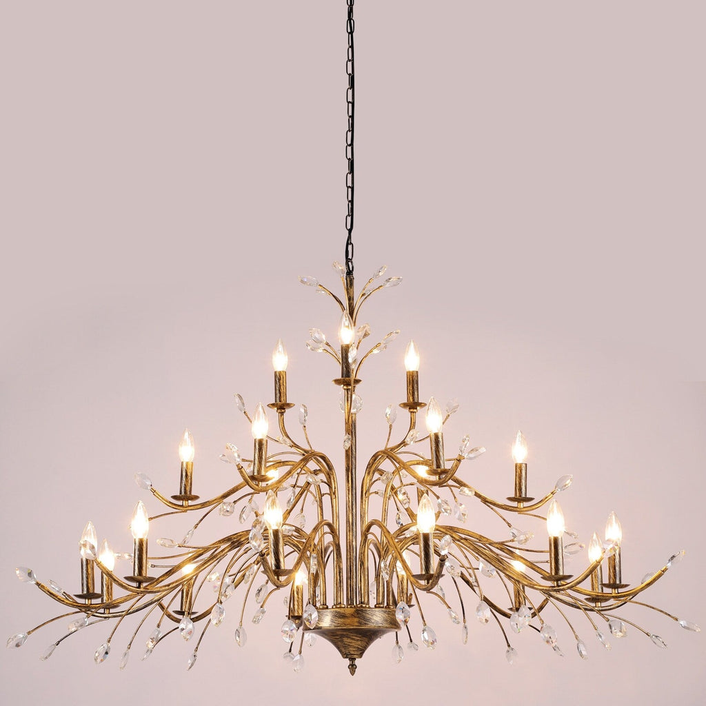 Lampadario di cristallo in stile candela con ramo di albero in stile retrò da fattoria