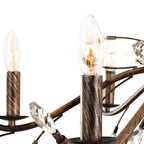 Lampadario di cristallo in stile candela con ramo di albero in stile retrò da fattoria