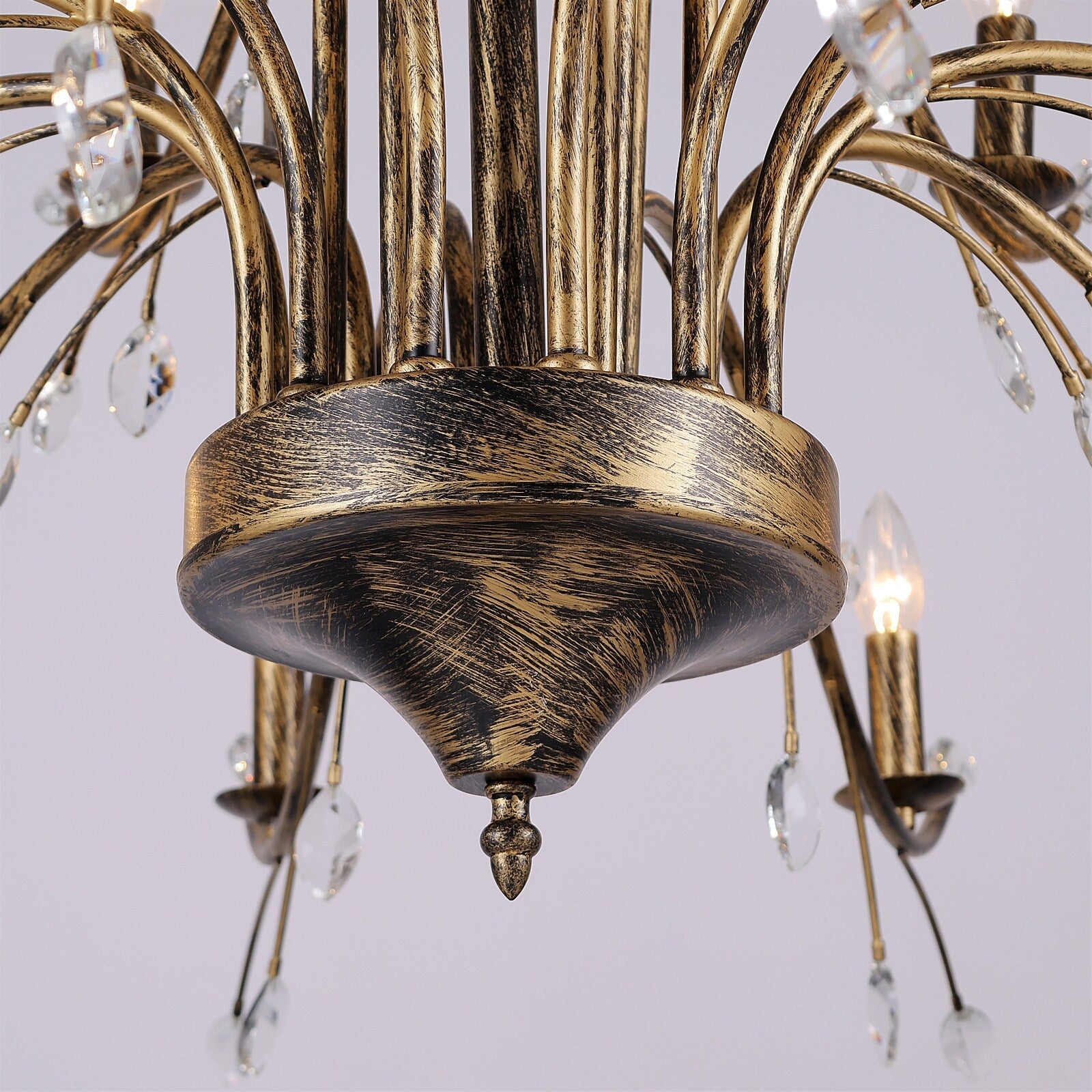 Lampadario di cristallo in stile candela con ramo di albero in stile retrò da fattoria