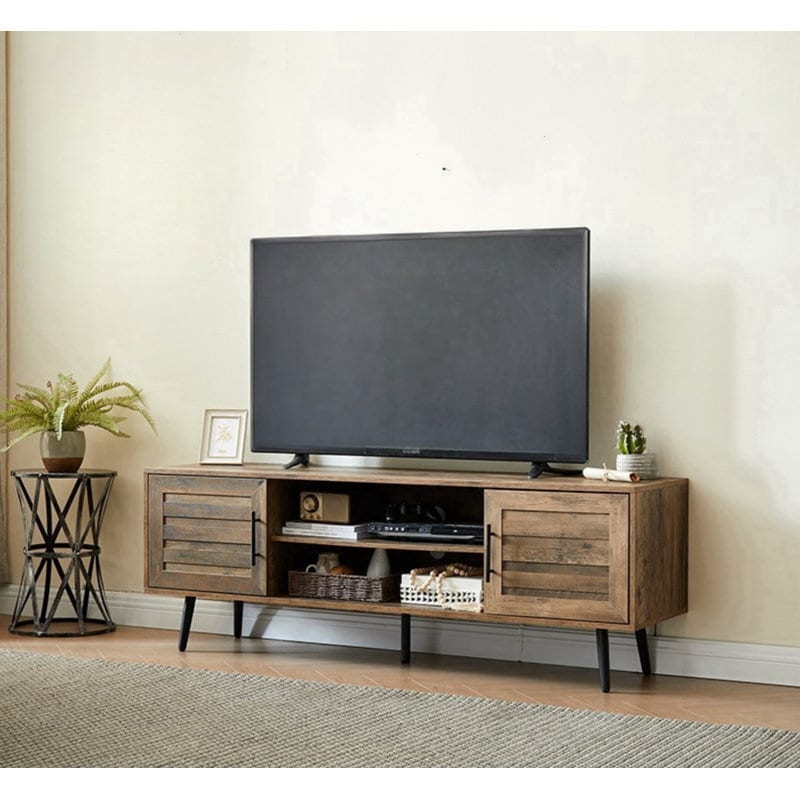 Mobile TV moderno di metà secolo per TV fino a 70 pollici, console multimediale per l'intrattenimento - 20,5'' A x 59'' L x 15,5'' P