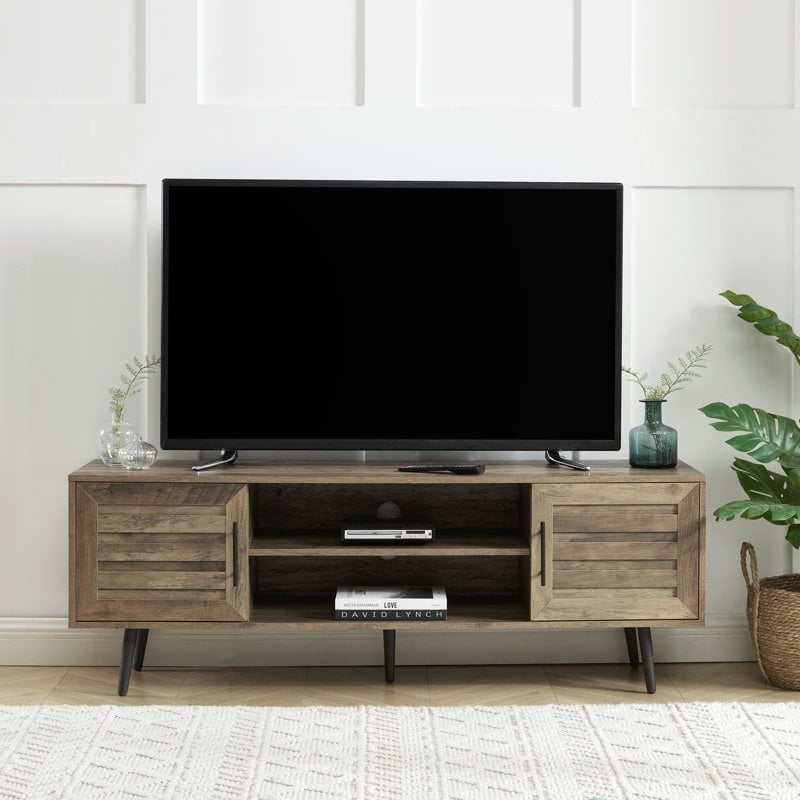 Mobile TV moderno di metà secolo per TV fino a 70 pollici, console multimediale per l'intrattenimento - 20,5'' A x 59'' L x 15,5'' P