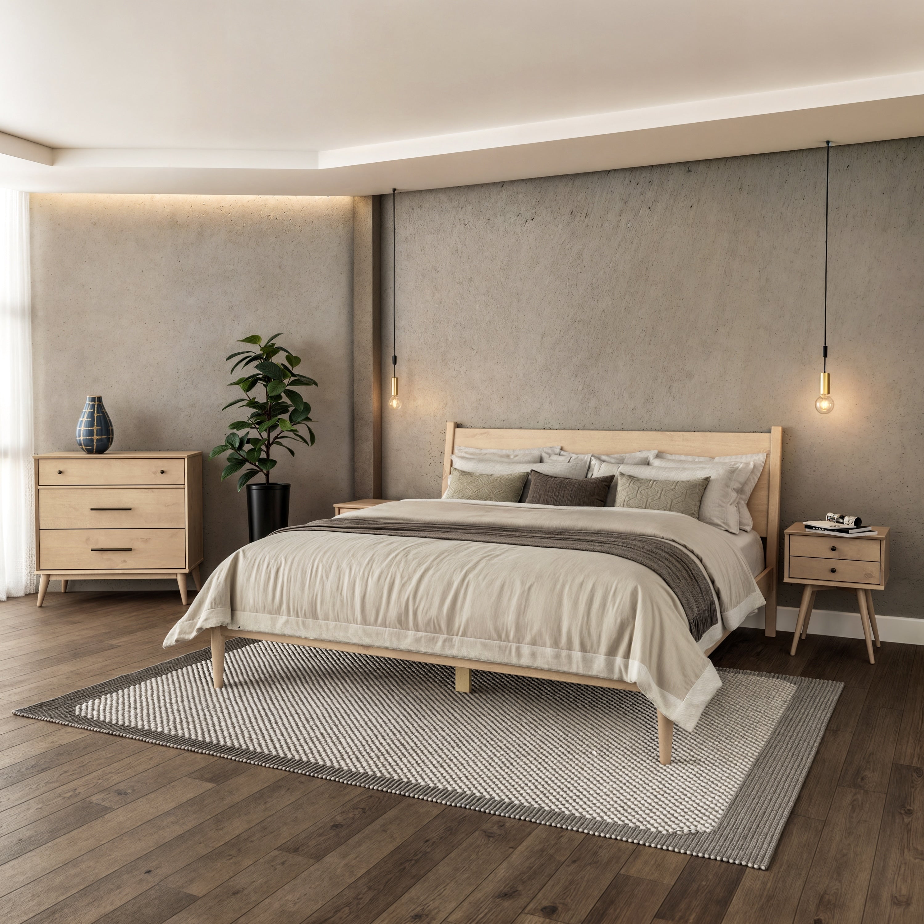 Letto a pannelli di metà secolo