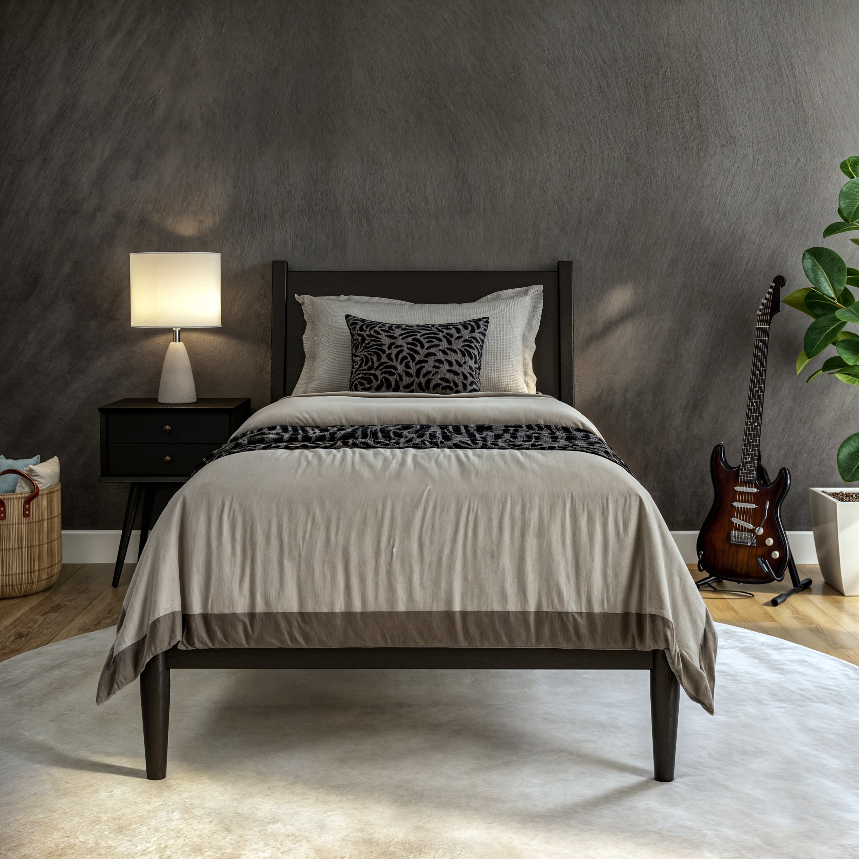 Letto a pannelli di metà secolo