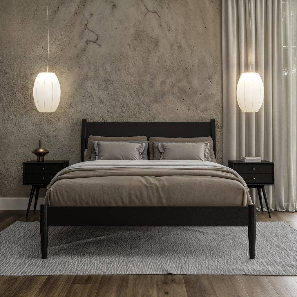 Letto a pannelli di metà secolo