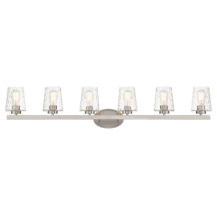 Lampada da bagno a LED dimmerabile a 6 luci in stile moderno di metà secolo con vetro artistico - 51 pollici