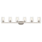 Lampada da bagno a LED dimmerabile a 6 luci in stile moderno di metà secolo con vetro artistico - 51 pollici