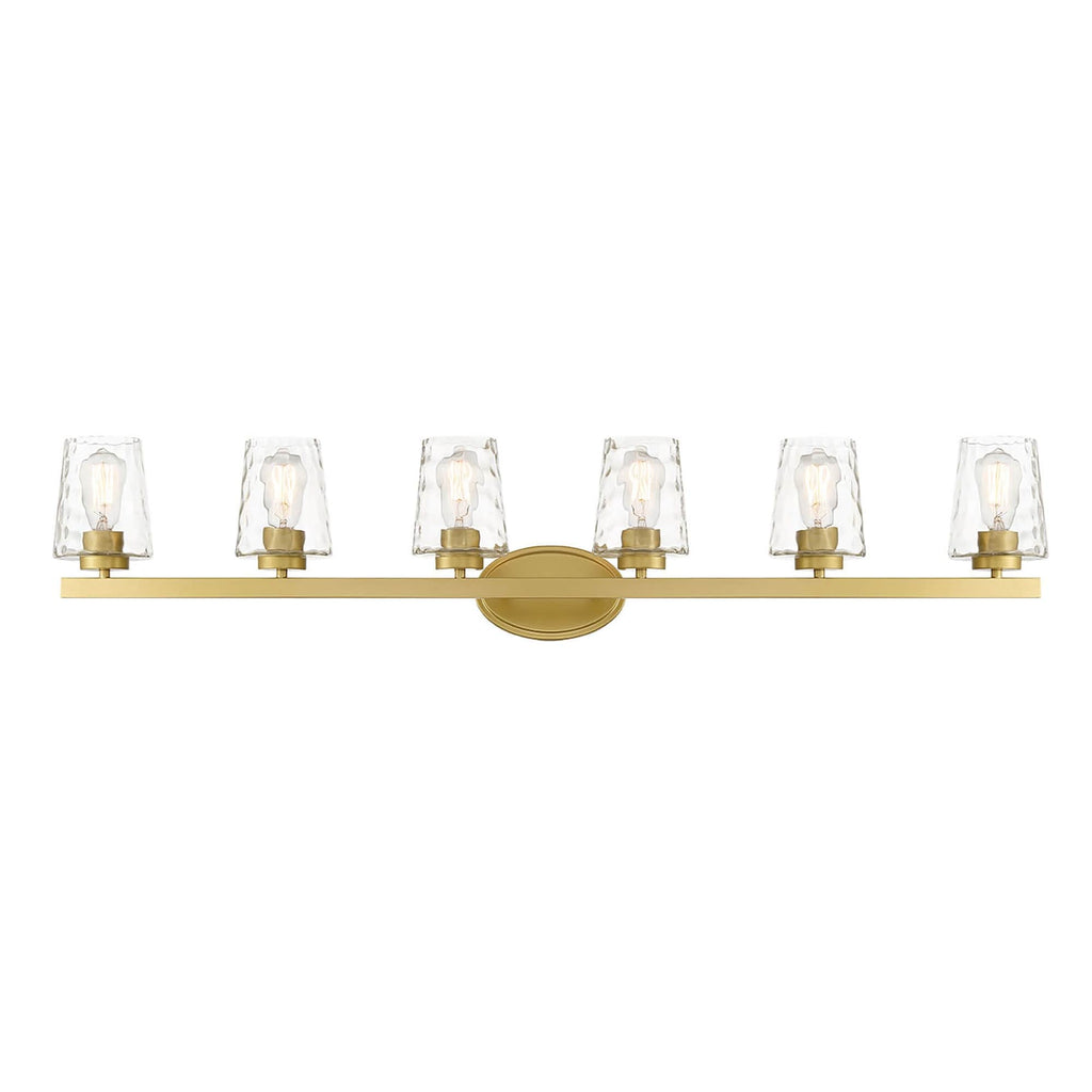 Lampada da bagno a LED dimmerabile a 6 luci in stile moderno di metà secolo con vetro artistico - 51 pollici