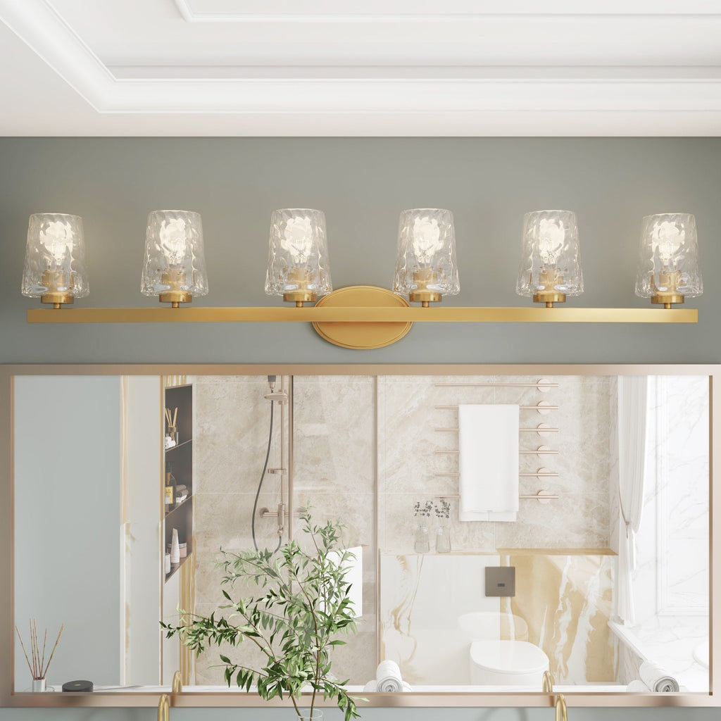 Lampada da bagno a LED dimmerabile a 6 luci in stile moderno di metà secolo con vetro artistico - 51 pollici