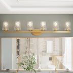 Lampada da bagno a LED dimmerabile a 6 luci in stile moderno di metà secolo con vetro artistico - 51 pollici