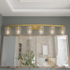 Lampada da bagno a LED dimmerabile a 6 luci in stile moderno di metà secolo con vetro artistico - 51 pollici