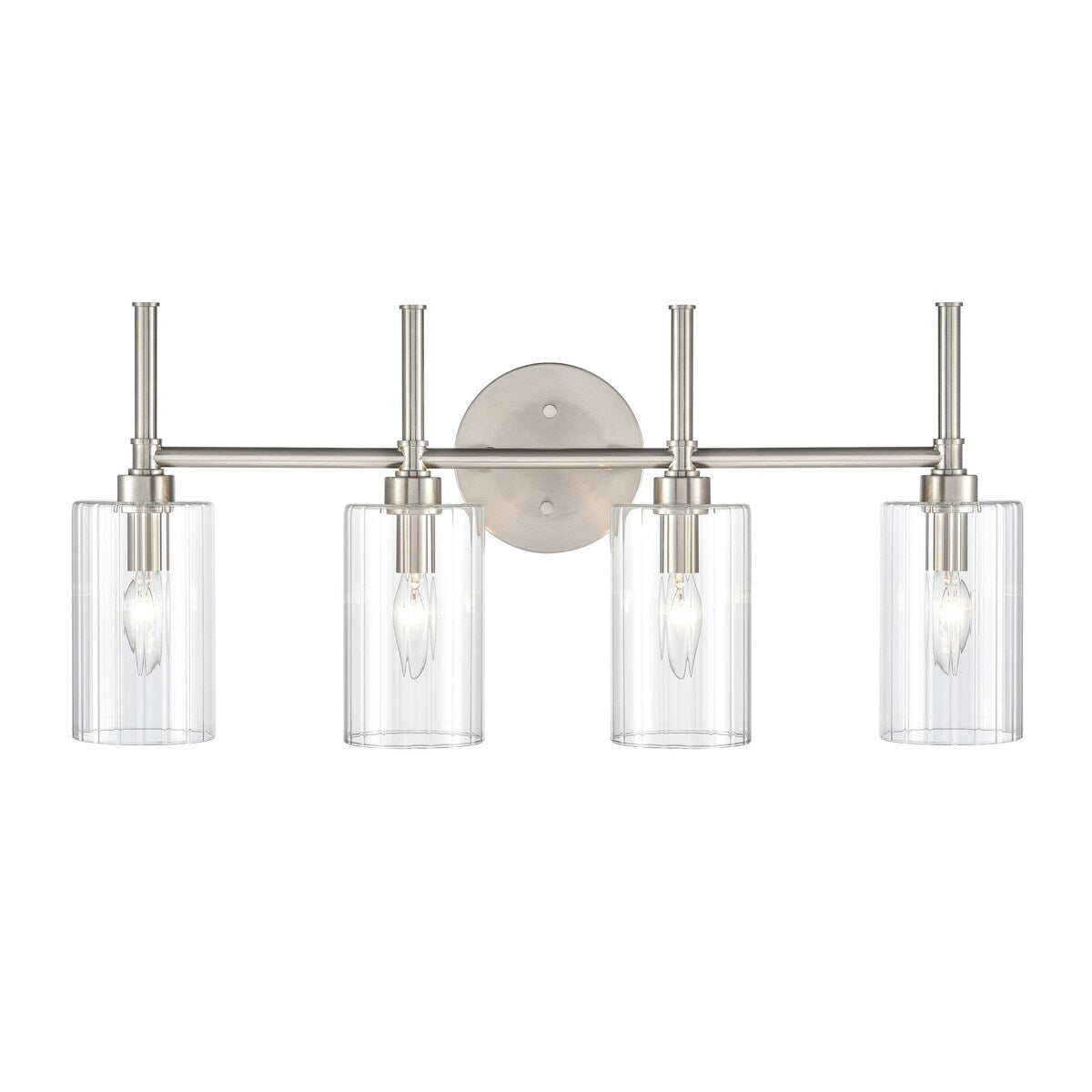 Lampada da tavolo per bagno Chastine di Millennium Lighting con paralumi in vetro trasparente bisellato