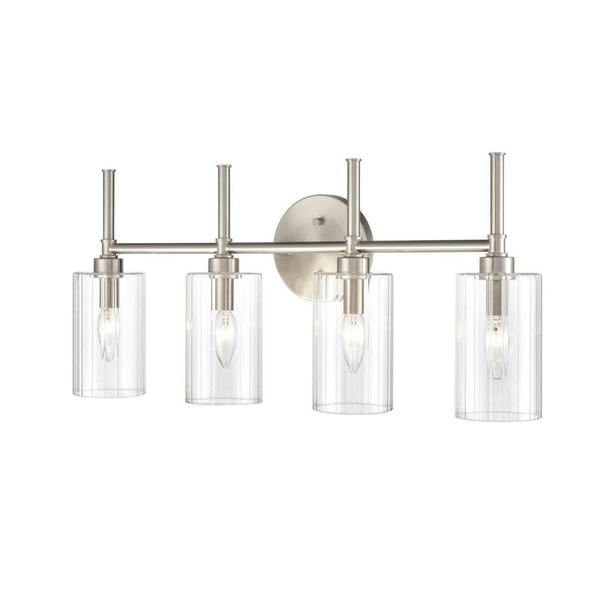 Lampada da tavolo per bagno Chastine di Millennium Lighting con paralumi in vetro trasparente bisellato