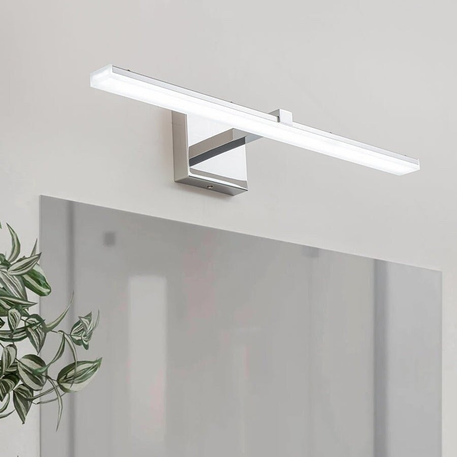 Lampada da toeletta lineare a LED dimmerabile cromata minimalista