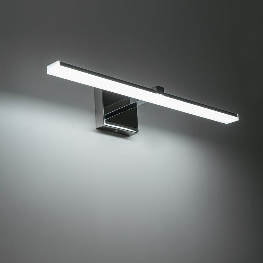 Lampada da toeletta lineare a LED dimmerabile cromata minimalista