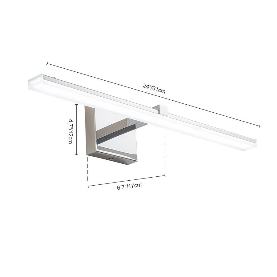 Lampada da toeletta lineare a LED dimmerabile cromata minimalista