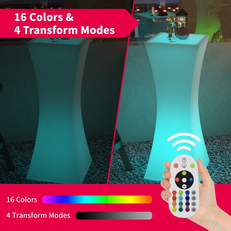 Tavolo da cocktail Mixoy con colori cangianti e vita sottile, tavolo da pub ricaricabile e luminoso senza fili per feste, mobili LED per l'atmosfera