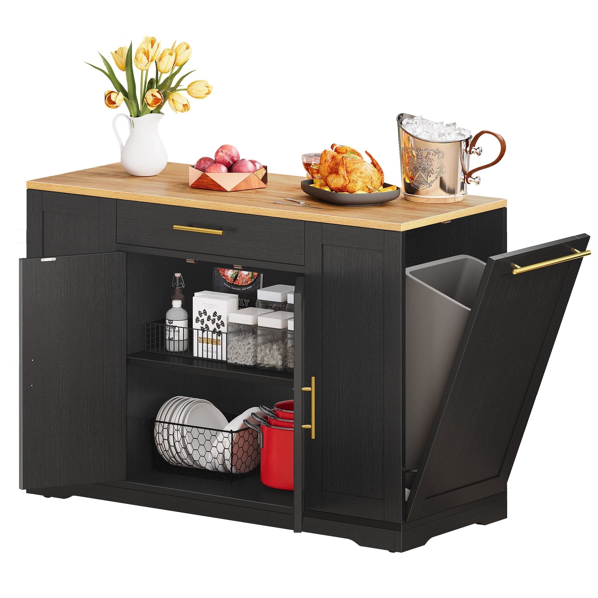 Carrello da cucina portatile con isola mobile da cucina Moasis da 53 pollici