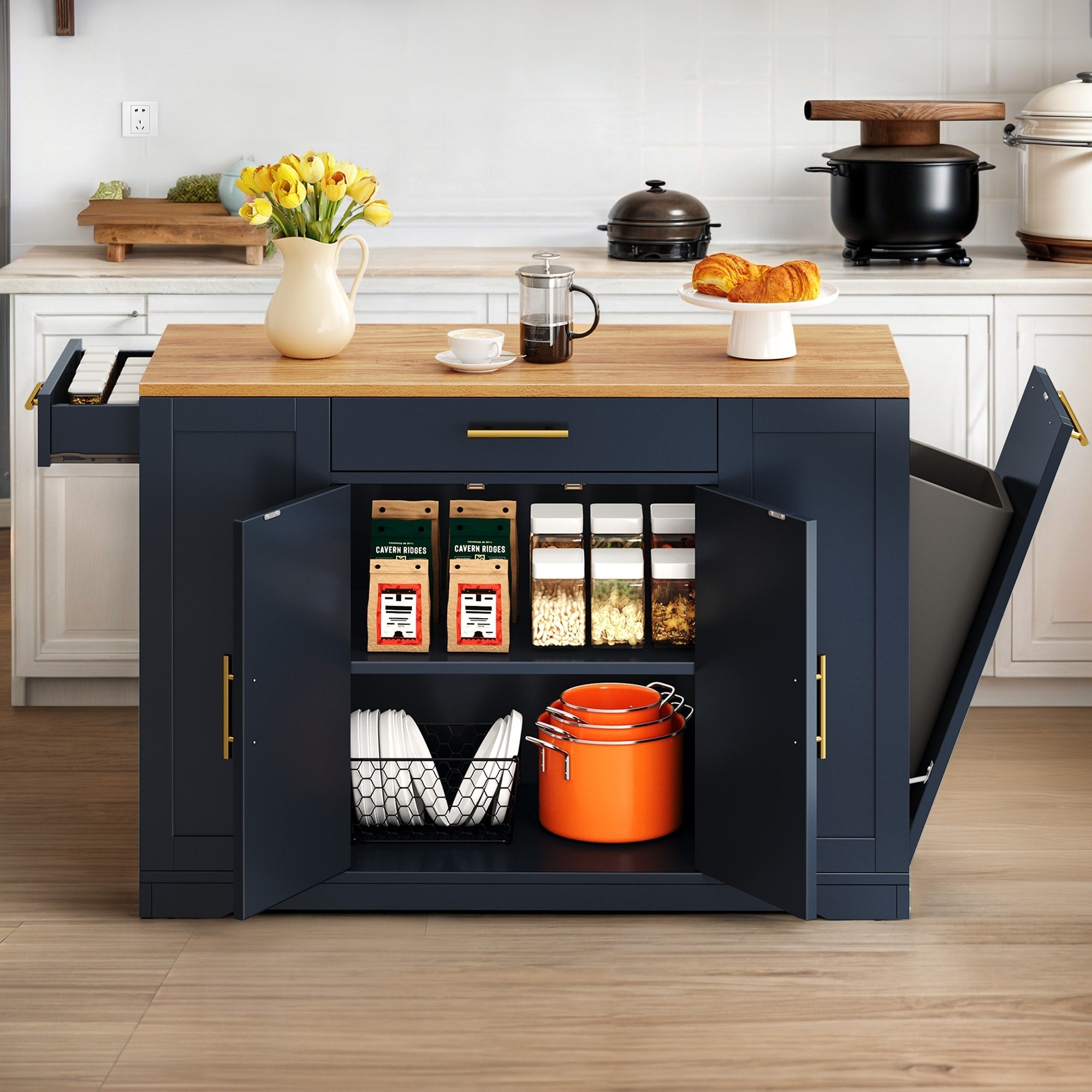 Carrello da cucina portatile con isola mobile da cucina Moasis da 53 pollici