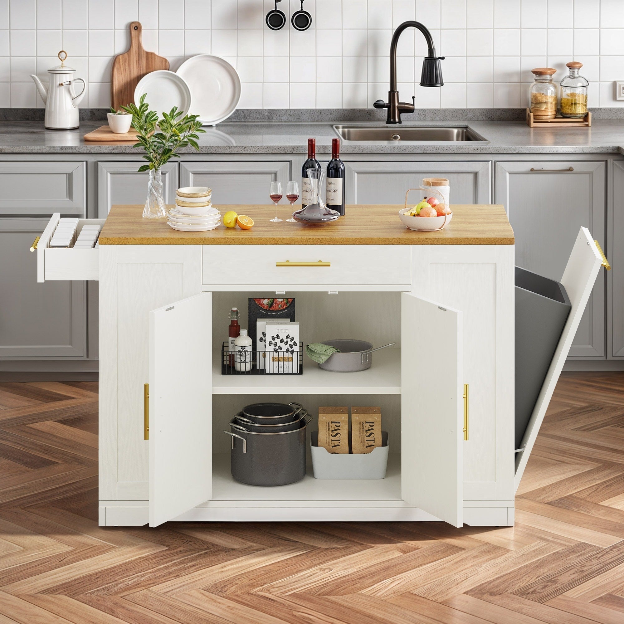 Carrello da cucina portatile con isola mobile da cucina Moasis da 53 pollici