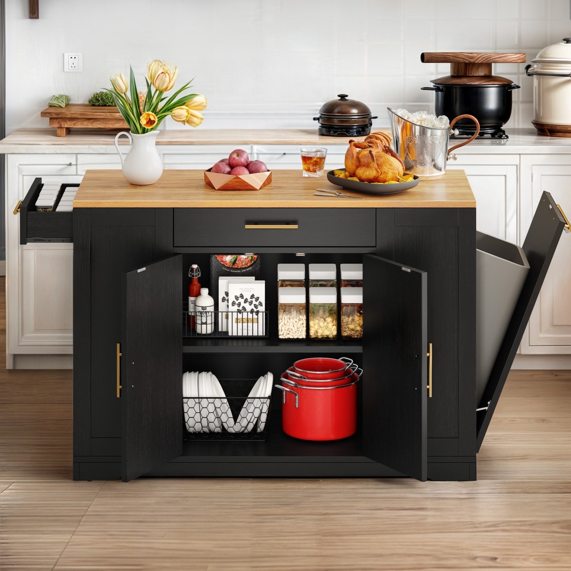 Carrello da cucina portatile con isola mobile da cucina Moasis da 53 pollici