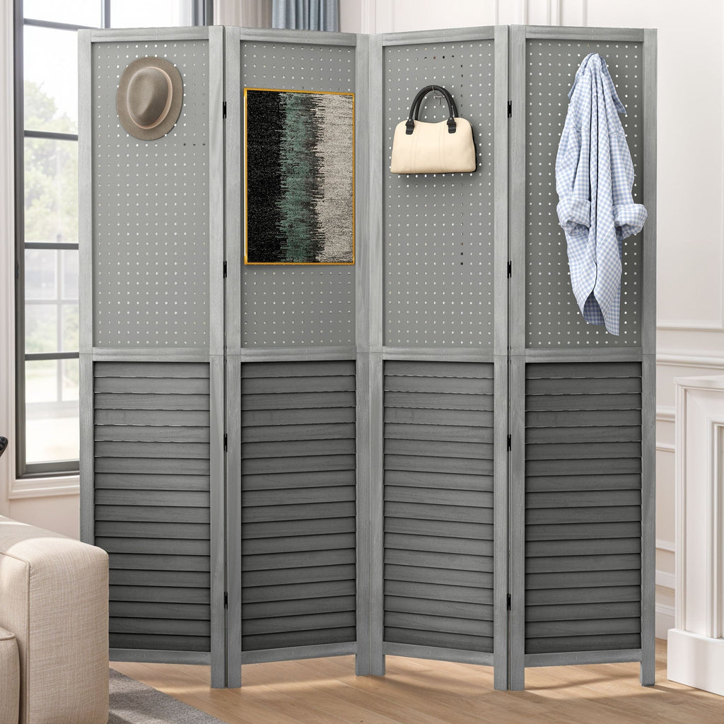 Divisorio per ambienti in legno bianco Moasis 67 a 4 pannelli