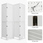 Divisorio per ambienti in legno bianco Moasis 67 a 4 pannelli