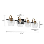 Applique da parete moderne da bagno a 3/4 luci dimmerabili con paralume in vetro