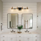 Applique da parete moderne da bagno a 3/4 luci dimmerabili con paralume in vetro