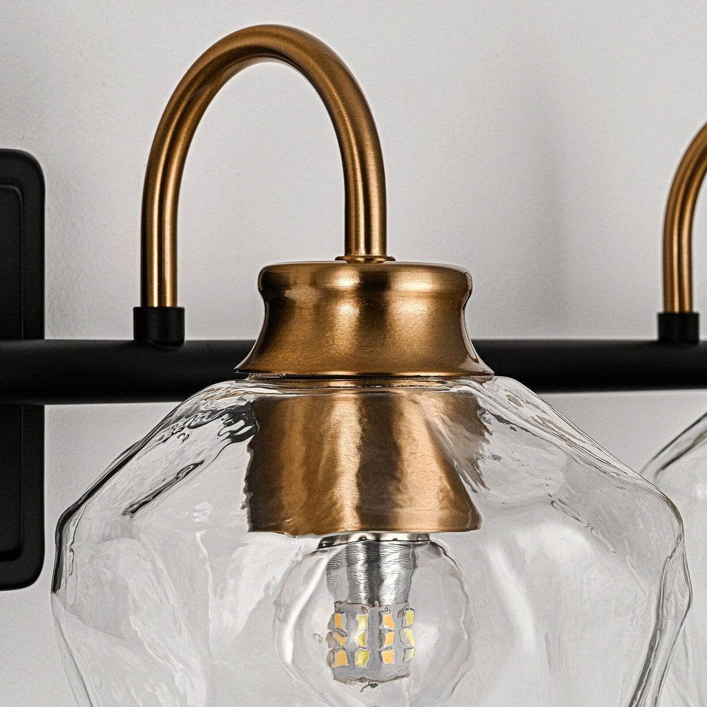 Applique da parete moderne da bagno a 3/4 luci dimmerabili con paralume in vetro