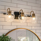 Applique da parete moderne da bagno a 3/4 luci dimmerabili con paralume in vetro