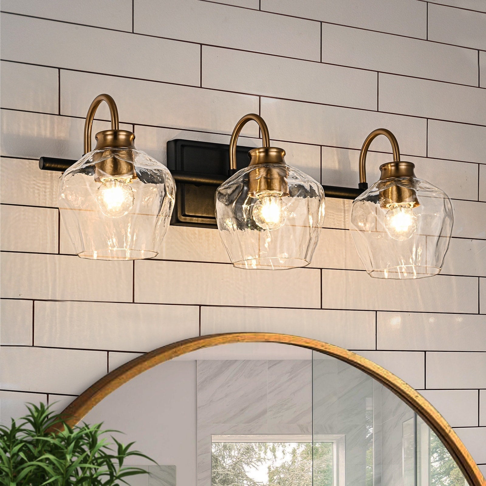 Applique da parete moderne da bagno a 3/4 luci dimmerabili con paralume in vetro