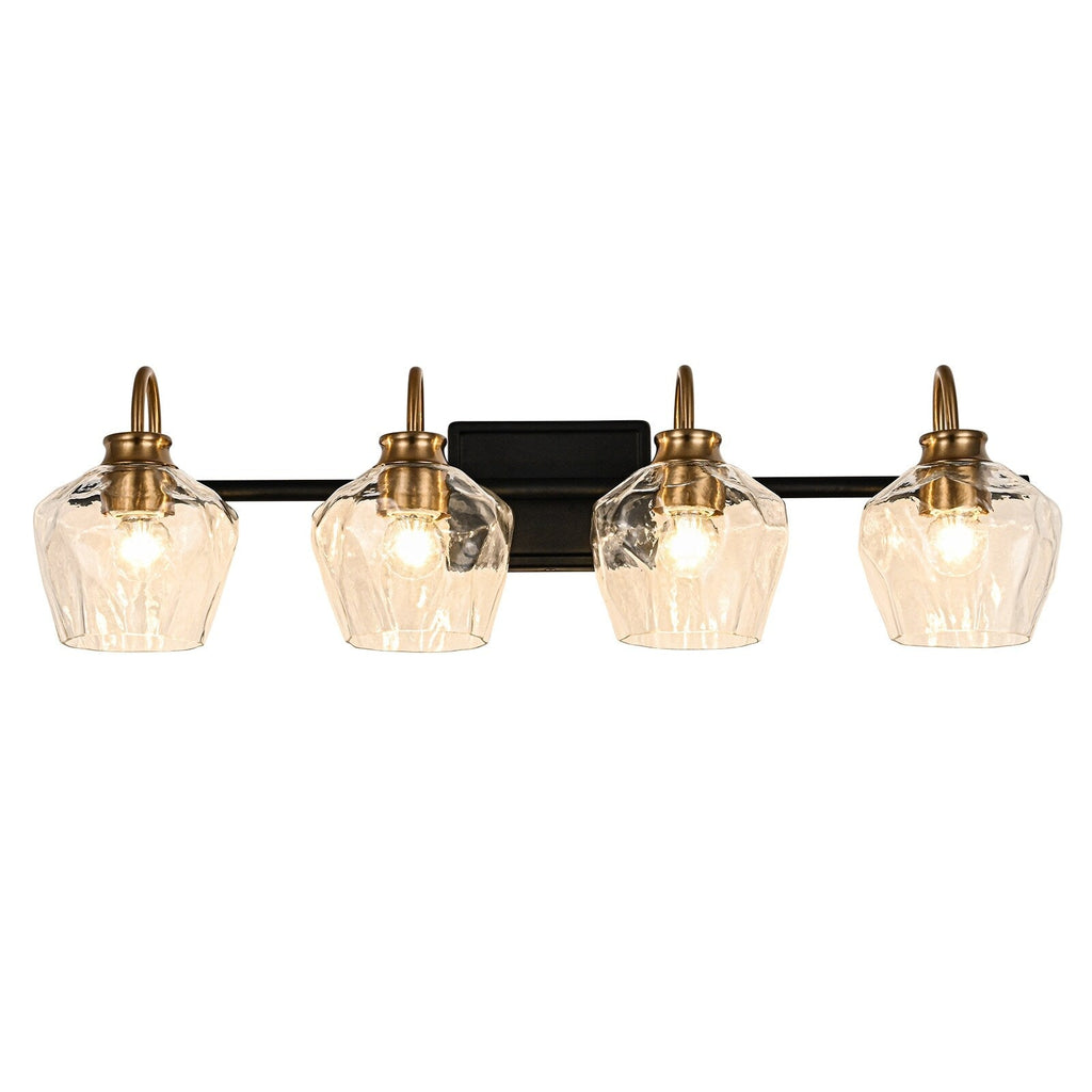 Applique da parete moderne da bagno a 3/4 luci dimmerabili con paralume in vetro