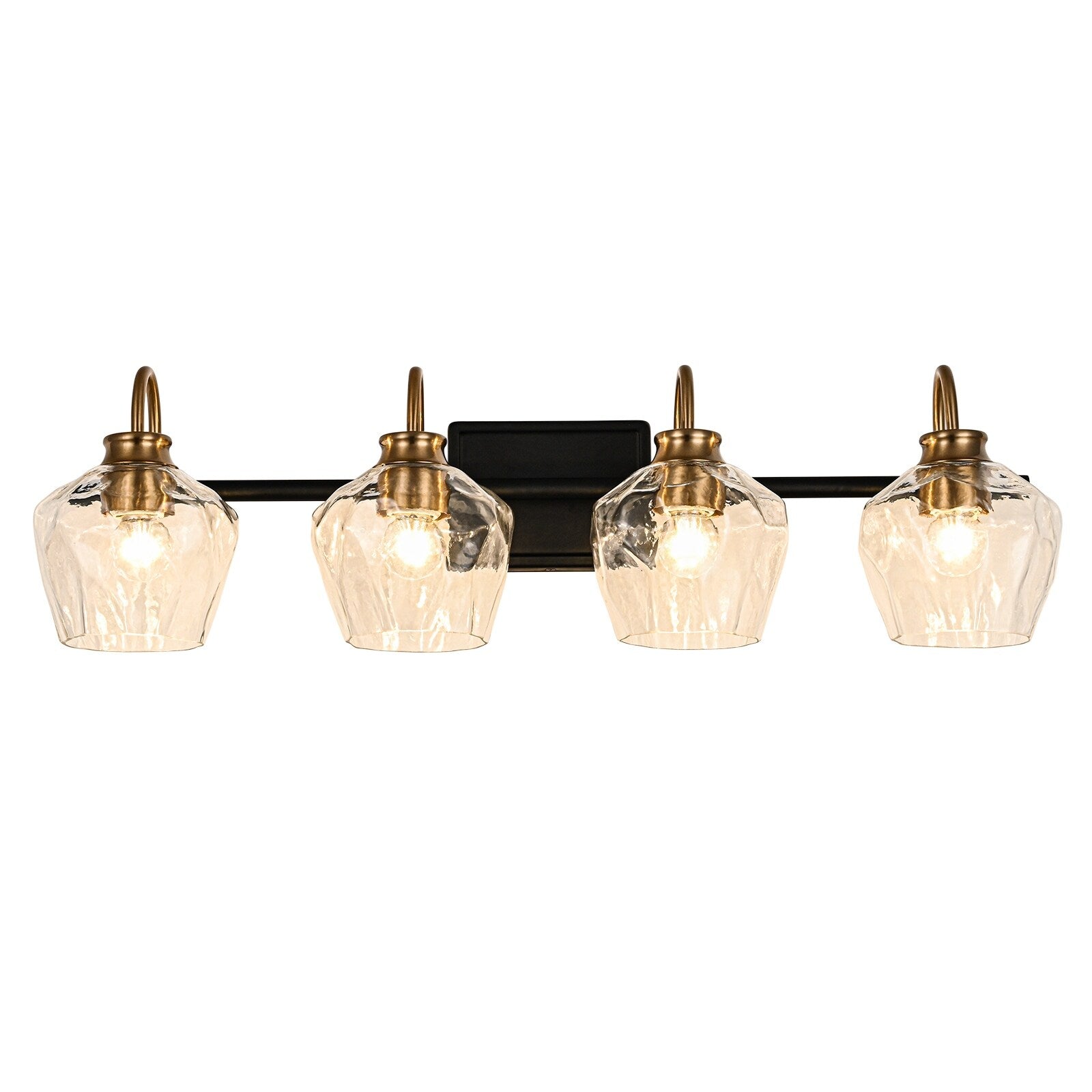 Applique da parete moderne da bagno a 3/4 luci dimmerabili con paralume in vetro
