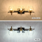 Applique da parete moderne da bagno a 3/4 luci dimmerabili con paralume in vetro