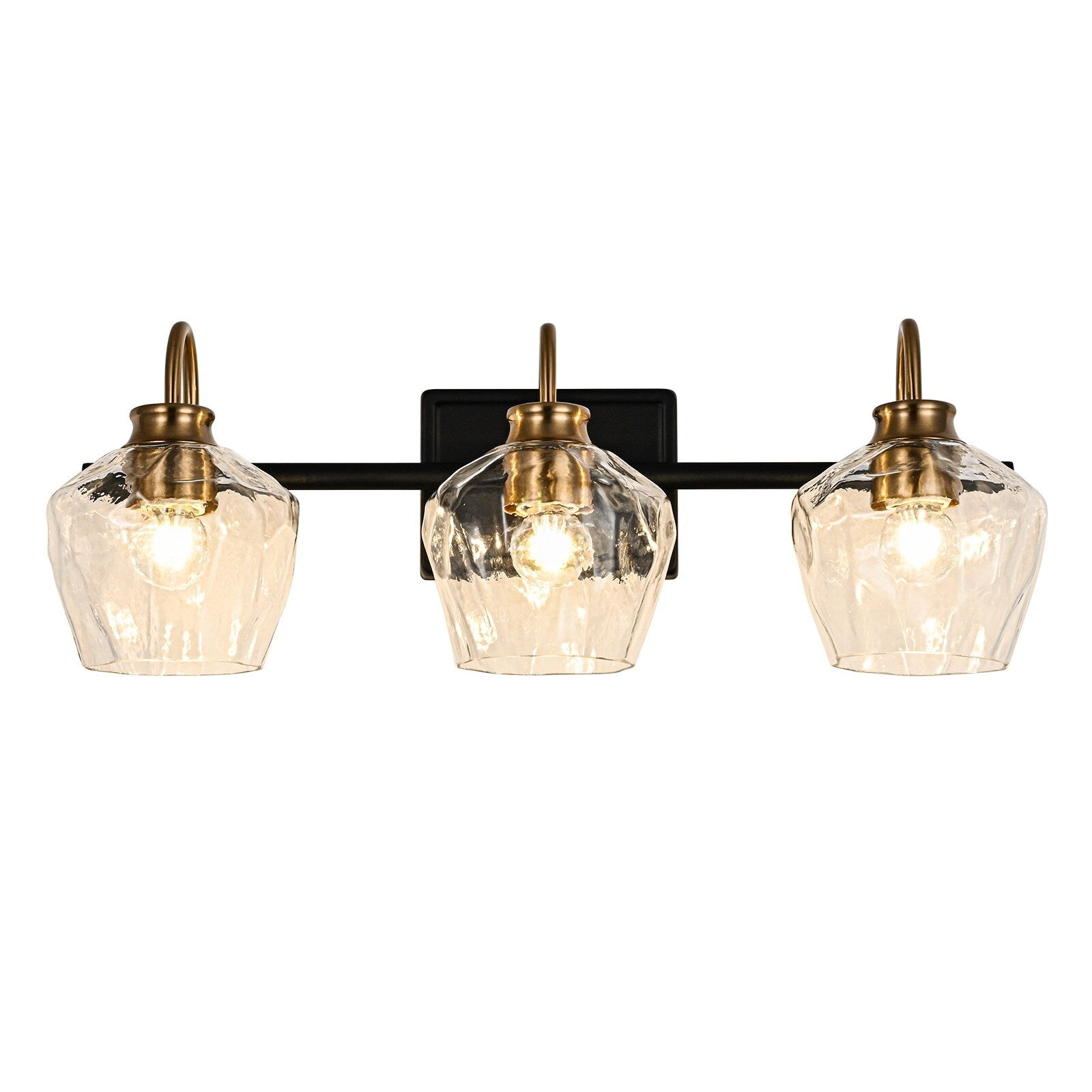 Applique da parete moderne da bagno a 3/4 luci dimmerabili con paralume in vetro