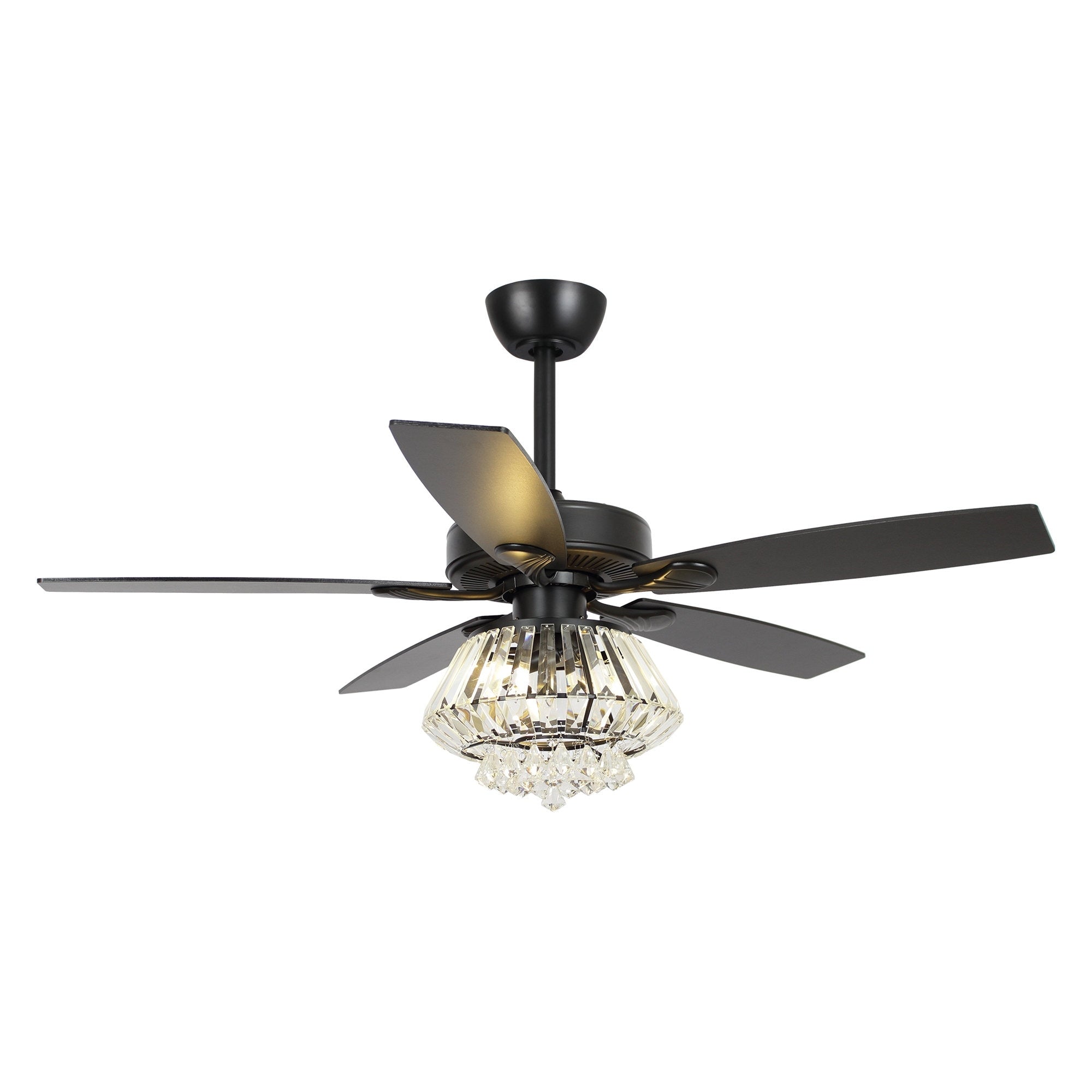 Ventilatore da soffitto moderno in cristallo cromato da 52 pollici con telecomando