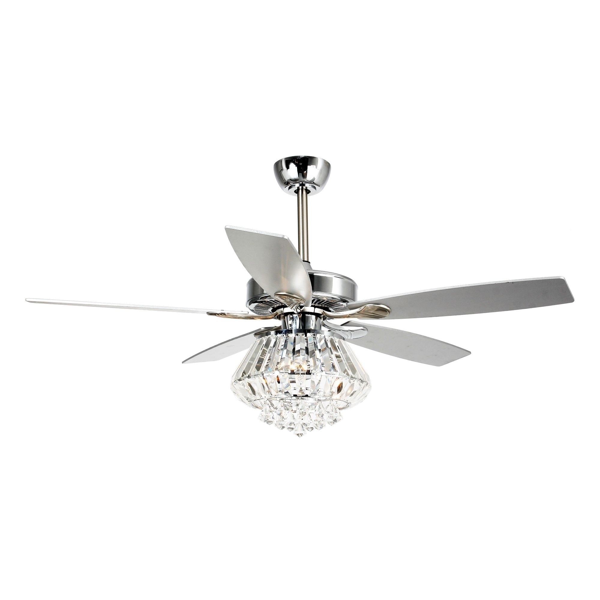 Ventilatore da soffitto moderno in cristallo cromato da 52 pollici con telecomando