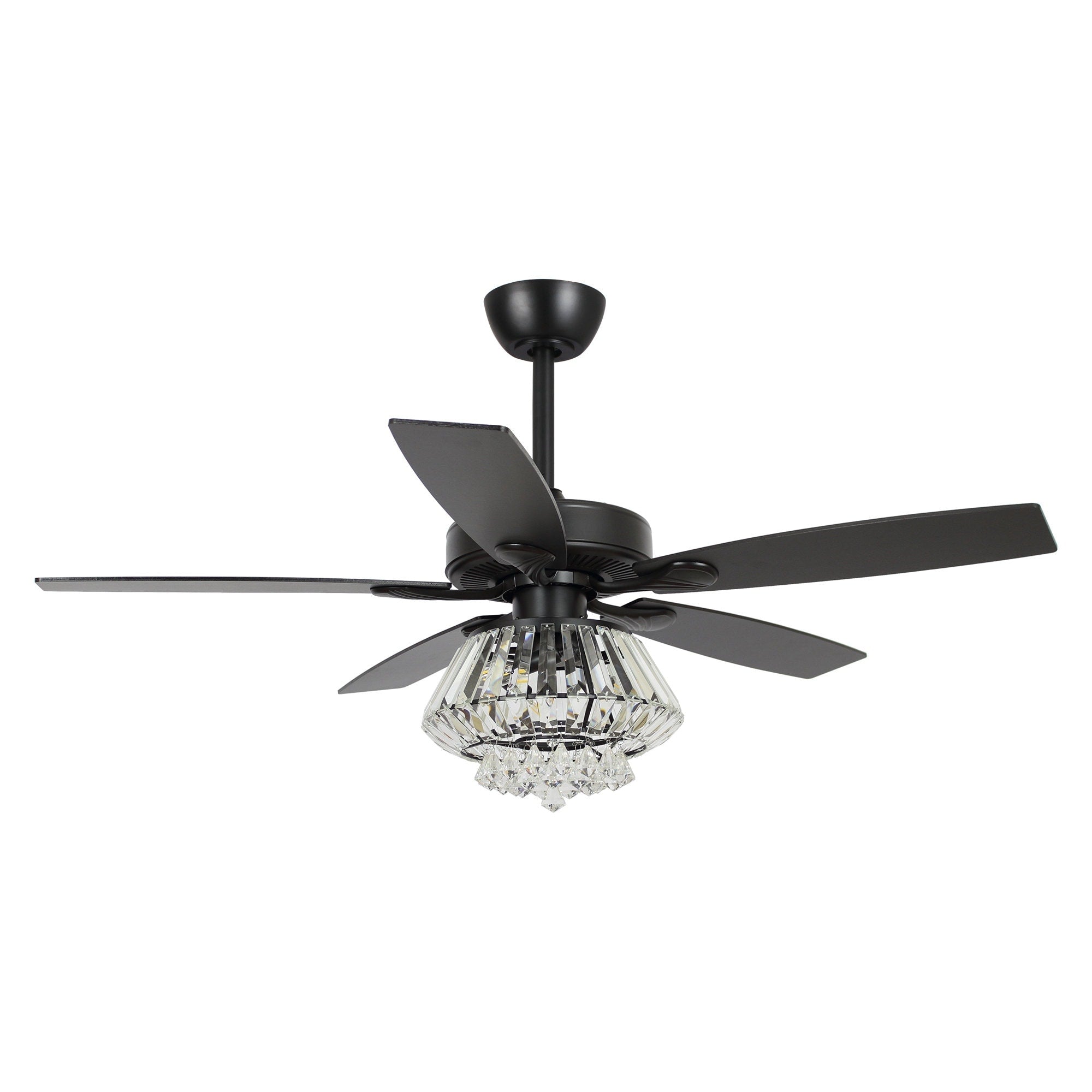 Ventilatore da soffitto moderno in cristallo cromato da 52 pollici con telecomando