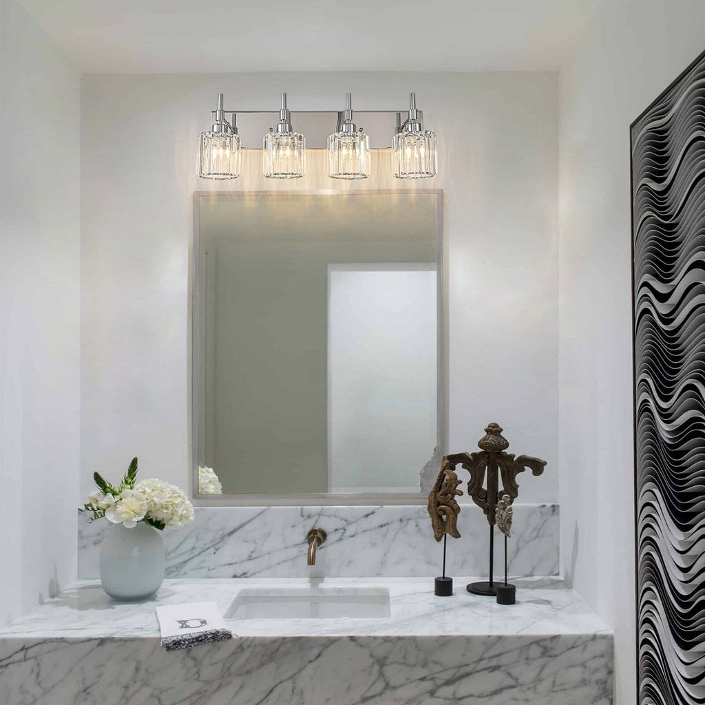 Applique da parete moderne con paralumi in cristallo dimmerabili per il bagno
