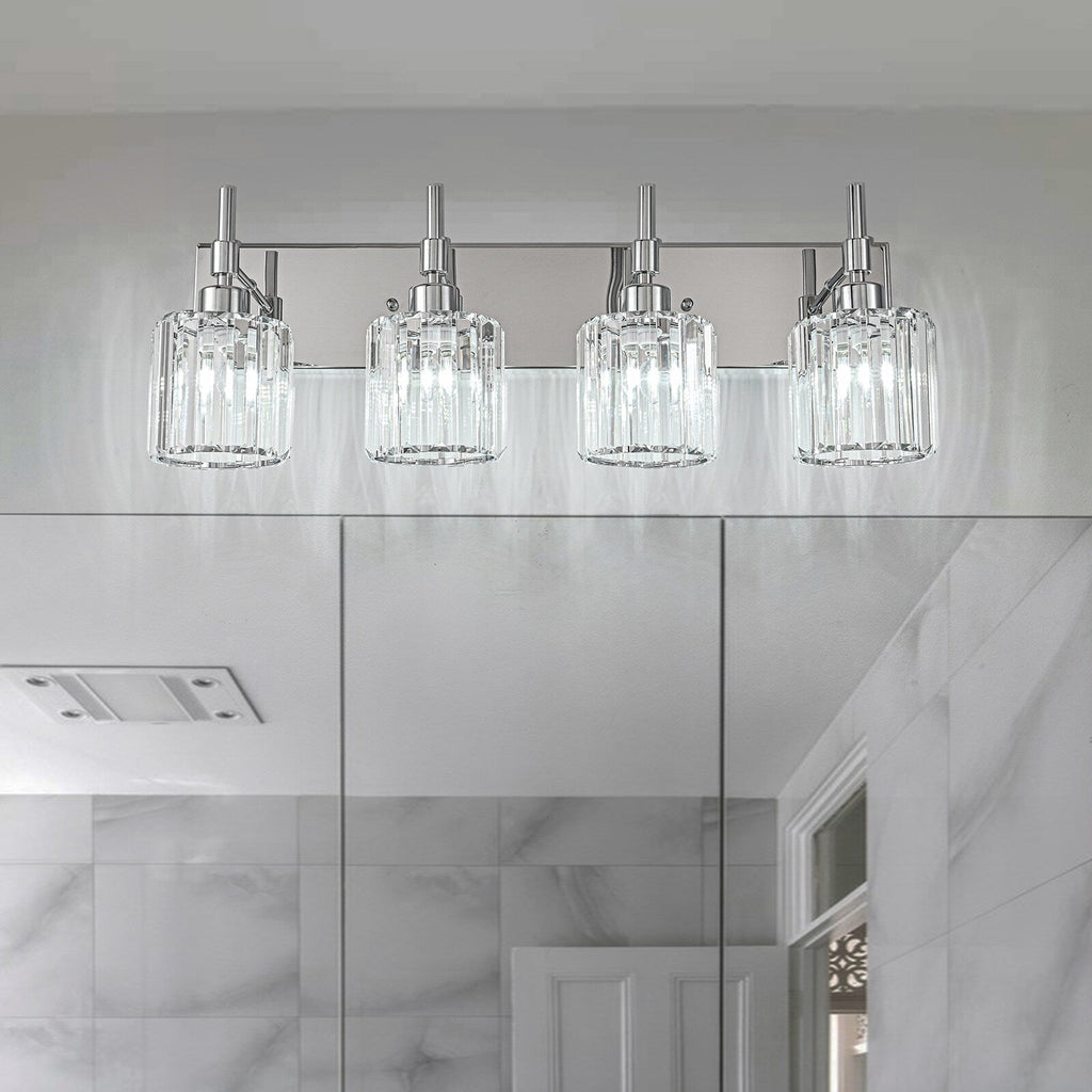 Applique da parete moderne con paralumi in cristallo dimmerabili per il bagno